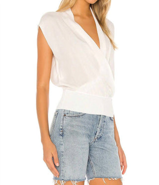 Theory - Draped Combo V Neck Silk Sleeveless Blouse