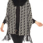 Oolala - Meander Pattern Real Fur Collar Fringe Cape