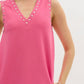 Entro - V Neck Cotton Dress With Grommets