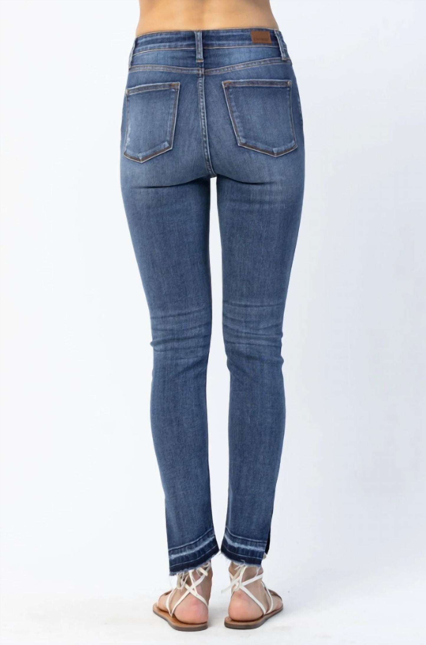 Judy Blue - Hi Waist Fray Slit Straight Leg Jeans