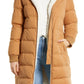 Avec Les Filles Hooded Puffer Coat with Faux Shearling Lining in Caramel/Cream Combo , Size Small