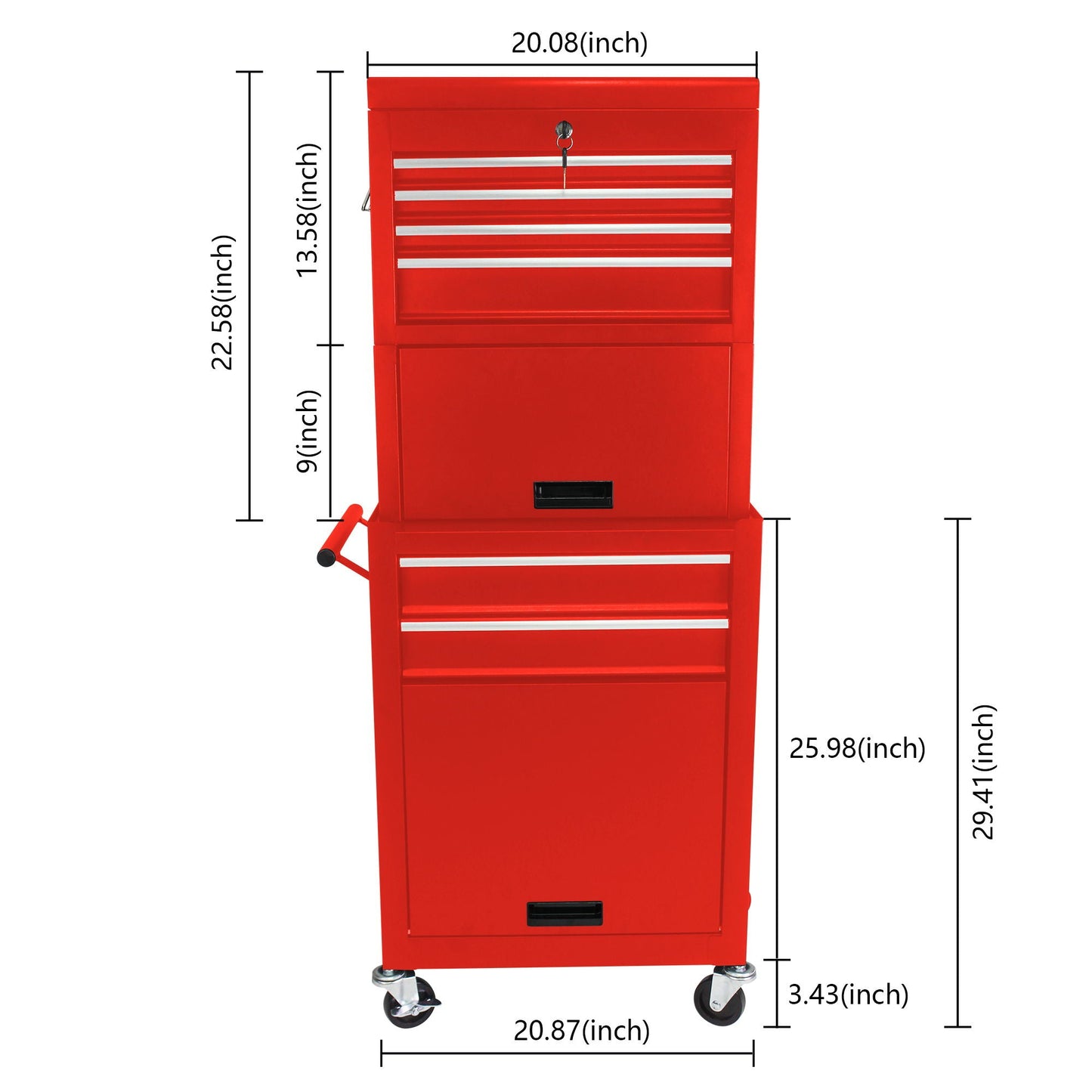 6 Drawer Lockable Tool Cabinet On Wheels With Detachable Toolbox