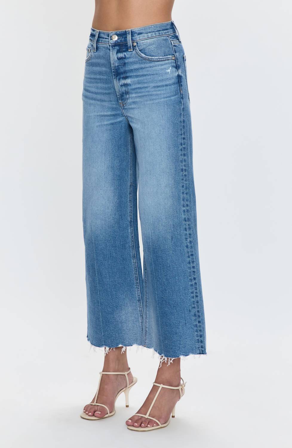 Pistola - Lana Raw Hem Ankle Wide Leg Jeans