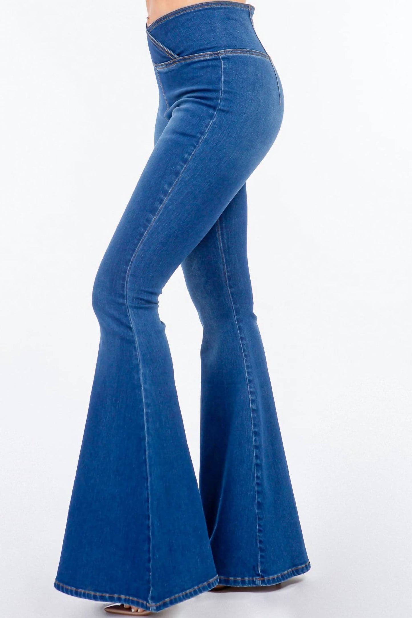 American Bazi - High Waist Pull On Flare Jeans