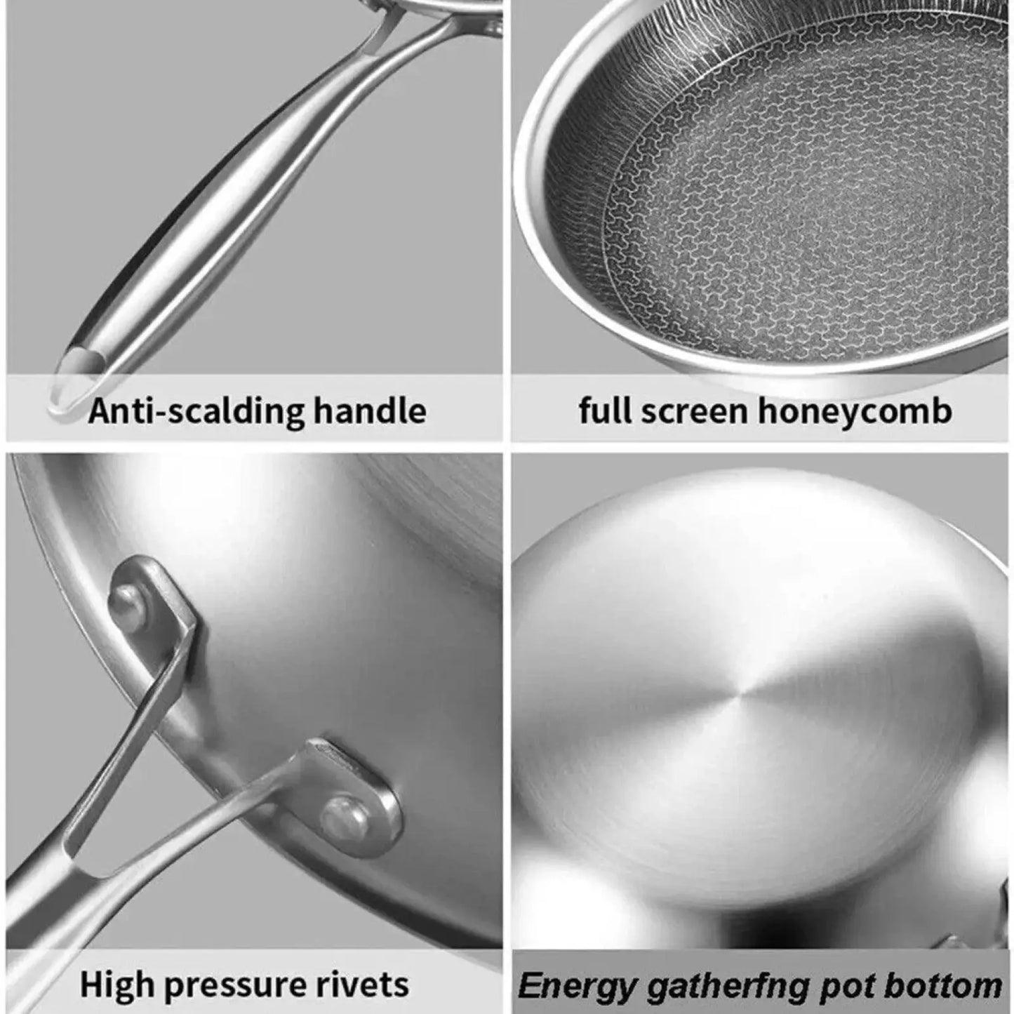 30cm Stainless Steel Hex Non Stick Induction Frying Pan