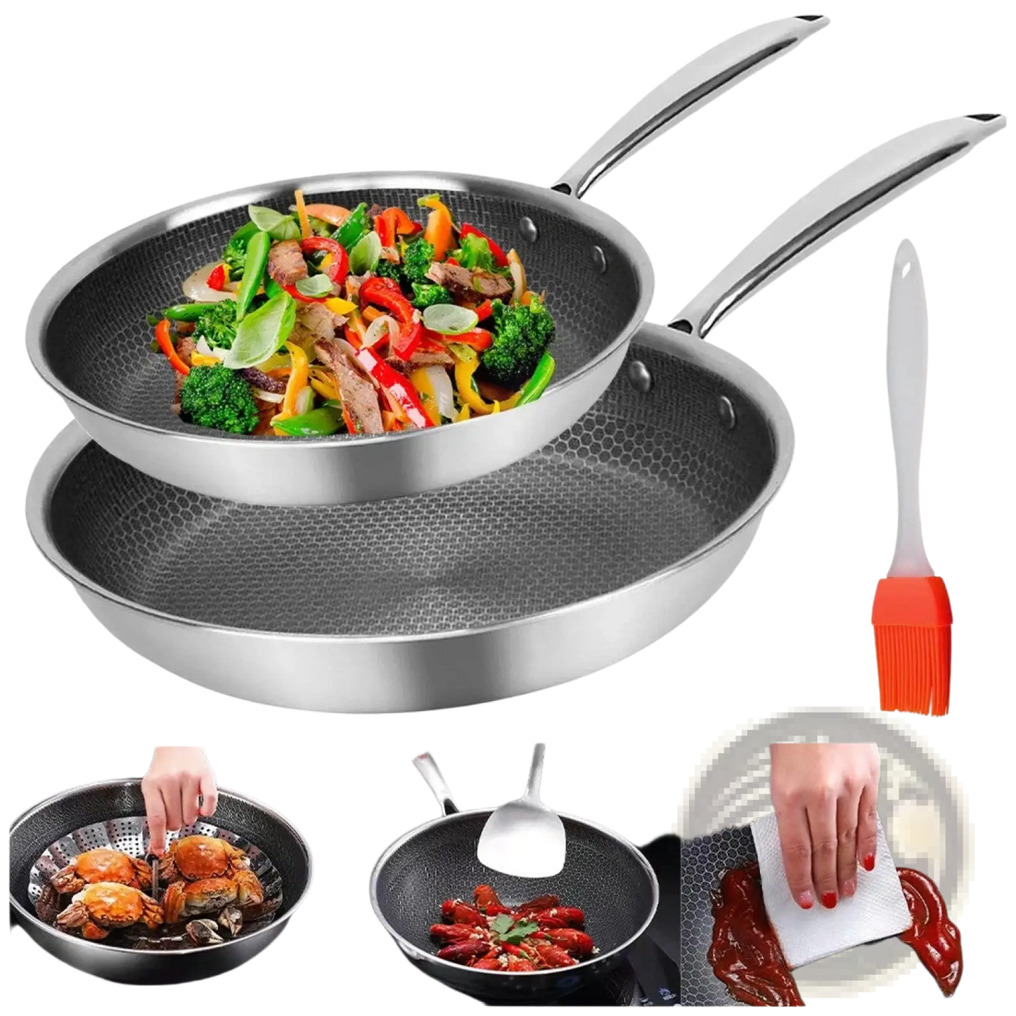 30cm Stainless Steel Hex Non Stick Induction Frying Pan