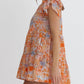 Entro - Ruffle Sleeves And Pockets Floral Mini Dress