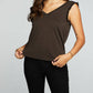 Chaser - Recycled Vintage Jersey Double V Ruffle Muscle Tank