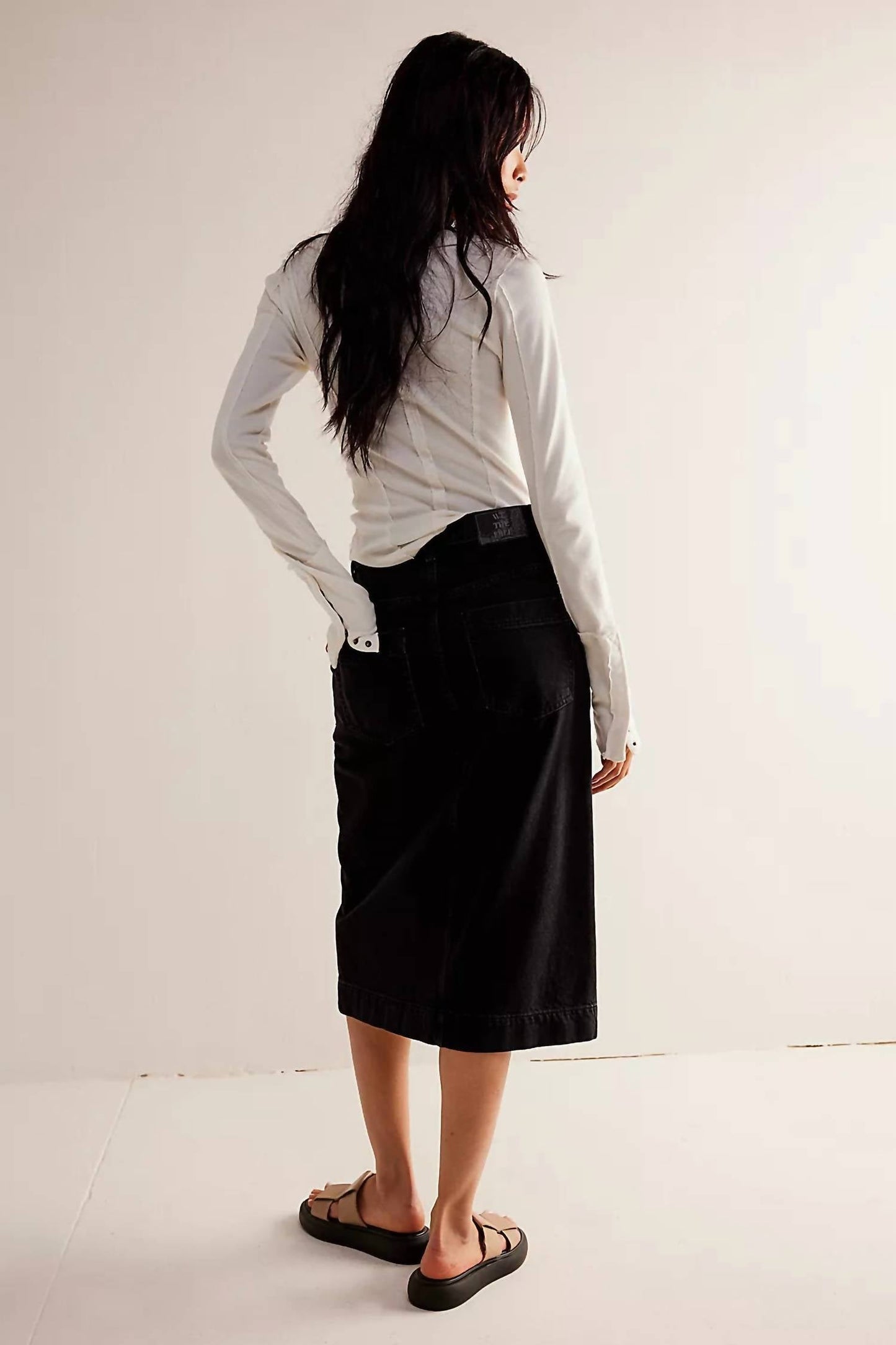 Free People - Wild Roses Midi Denim Skirt