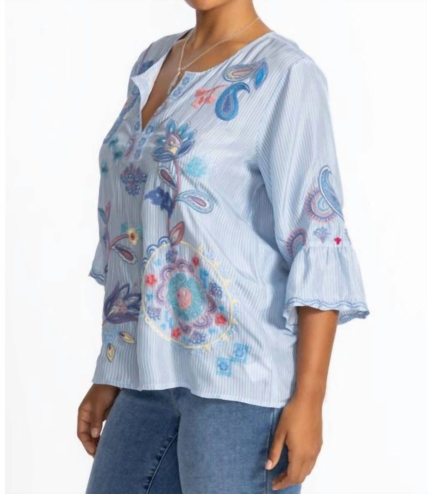 Johnny Was - WOMEN'S RUFFLE SLEEVE BLOUSE NEILLY PLUS