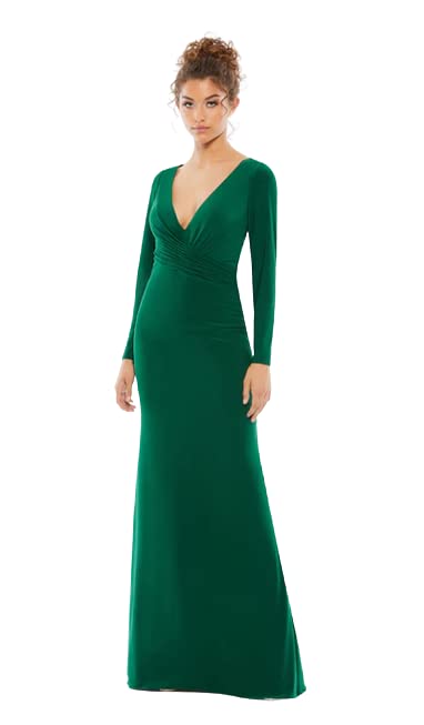 Mac Duggal 26573 Long Sleeve Dress for Evening - Long Formal Dress for Women Emerald