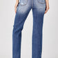Risen - Full Size Raw Hem Distressed Straight Jeans