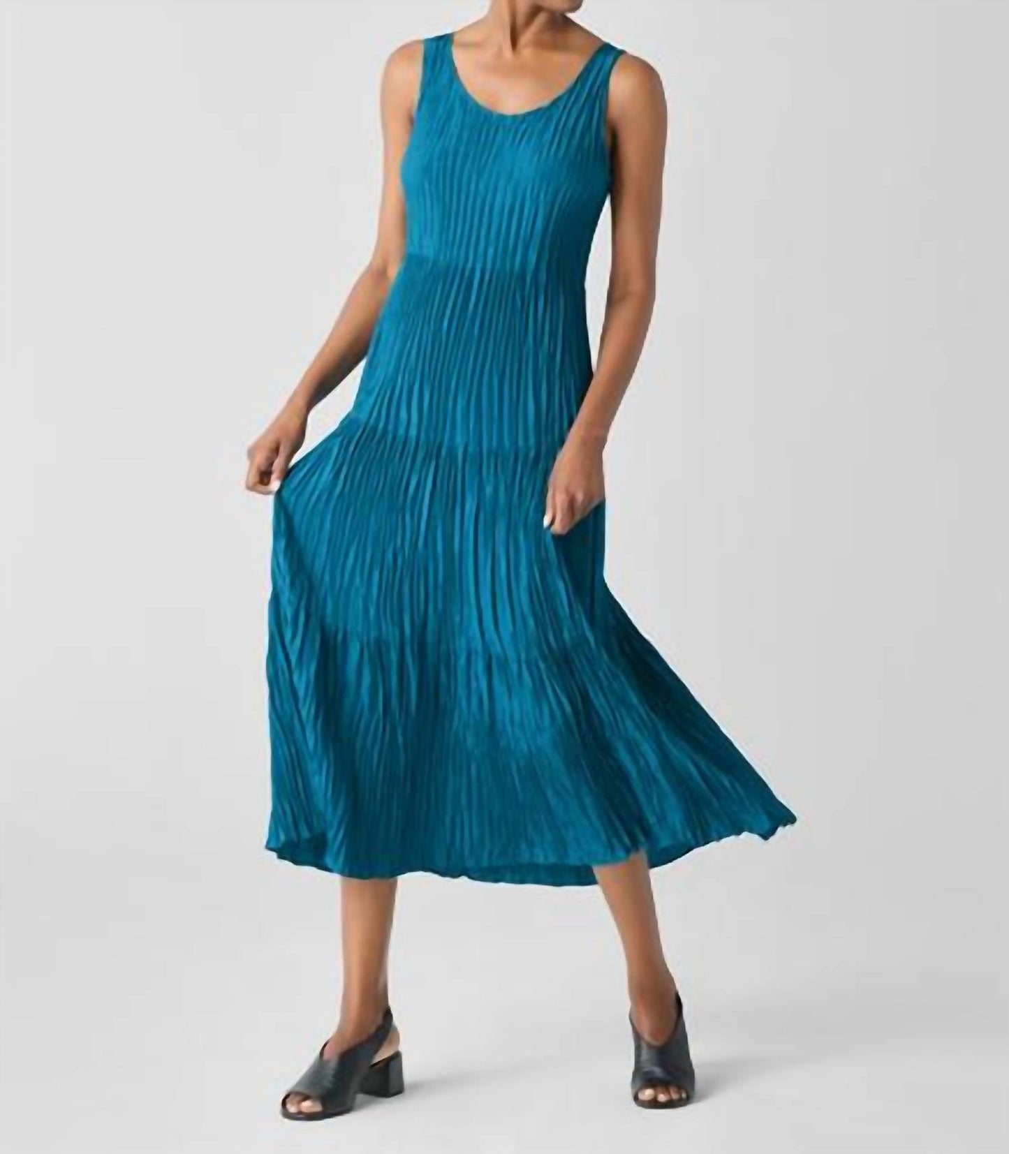 Eileen Fisher - CRUSHED SILK TIERED DRESS