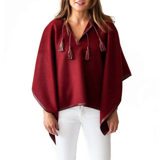 Stick & Ball - Leather Trim Baby Alpaca Poncho