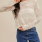 Hem & Thread - Floral Pattern Sheer Sweater Knit Top