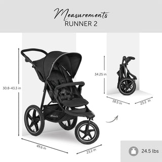 hauck Runner 2 Compact Foldable Tricycle Jogger Buggy Stroller Pushchair, Black