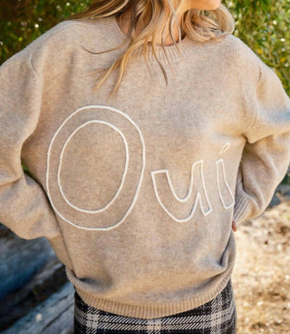 And The Why - Oui and Yes Embroidered Sweater