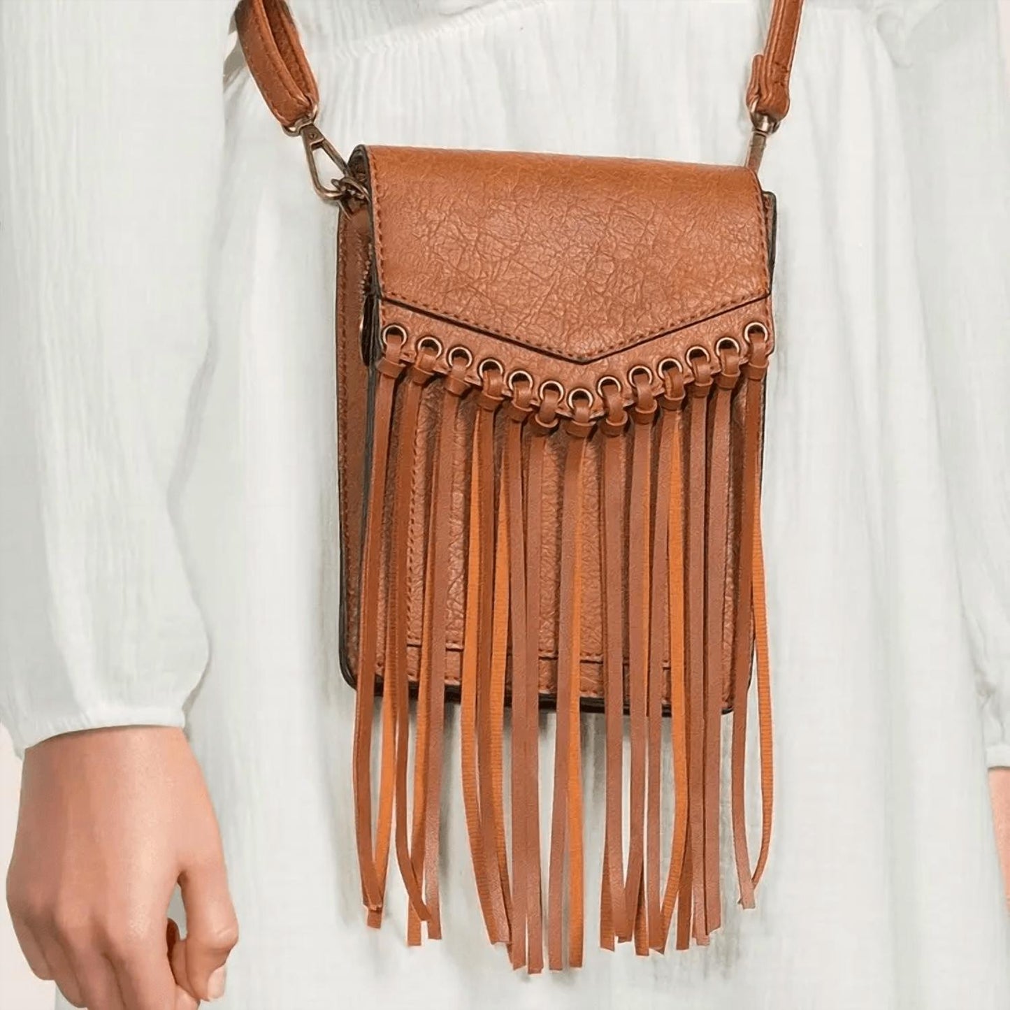 Ampere Creations - Women's Scarlet Fringe Phonecase Crossbody Bag
