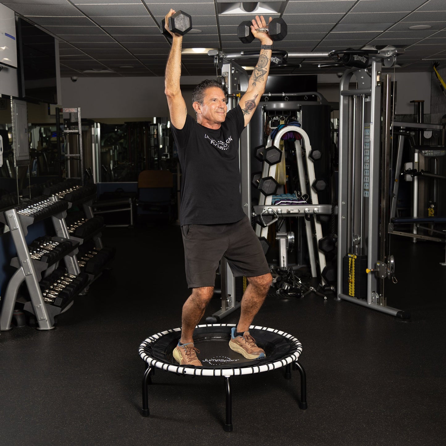 JumpSport 250 Workout Rebounder for Adults, 39" Mini Fitness Trampoline, White