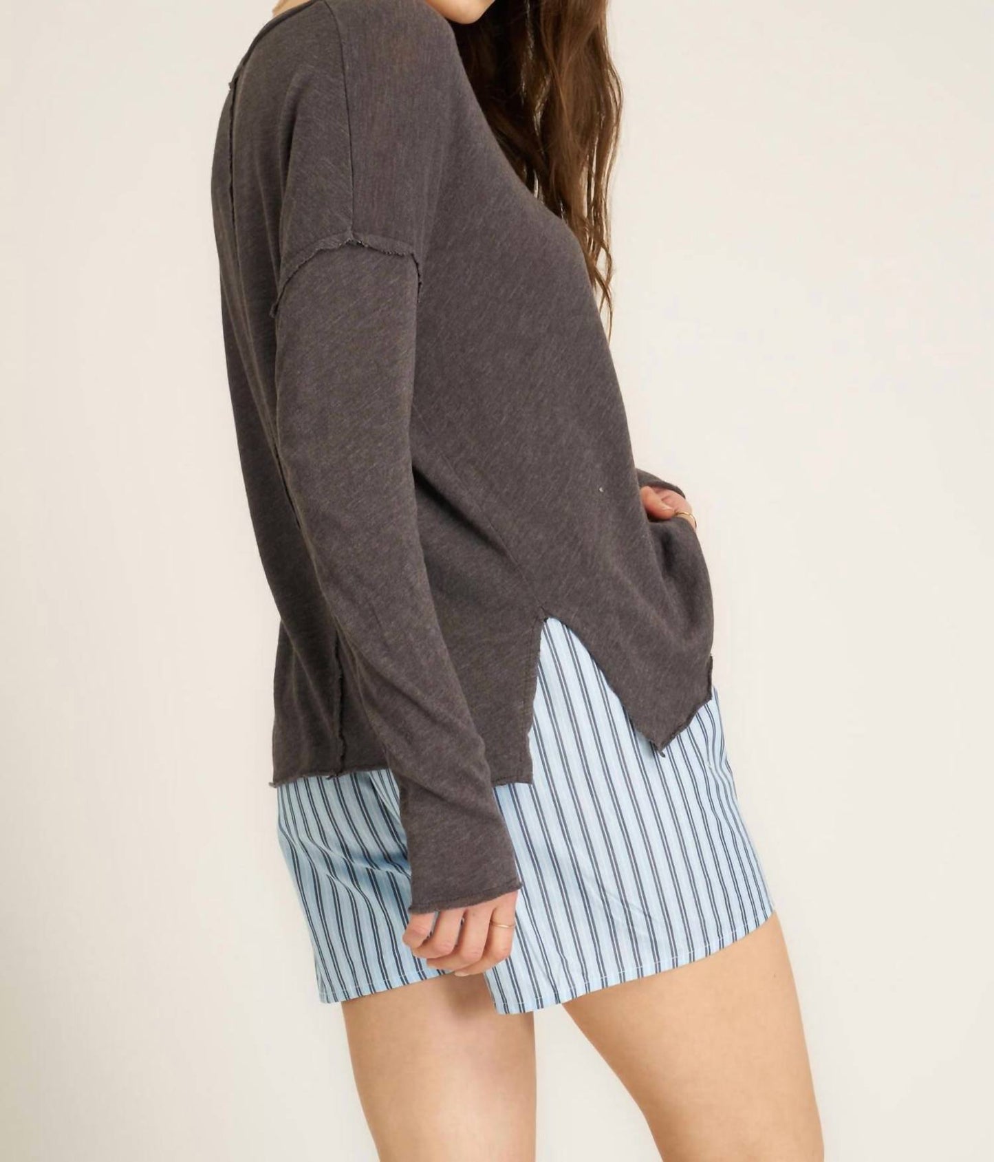 Project Social T - Mae Textured V-neck Long Sleeve Top