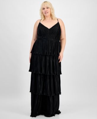 Emerald Sundae Plus Size Pleated Tiered Gown
