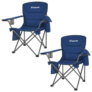 KingCamp Padded Folding Chair with Cupholder, Cooler, and Pocket, Blue (2 Pack)