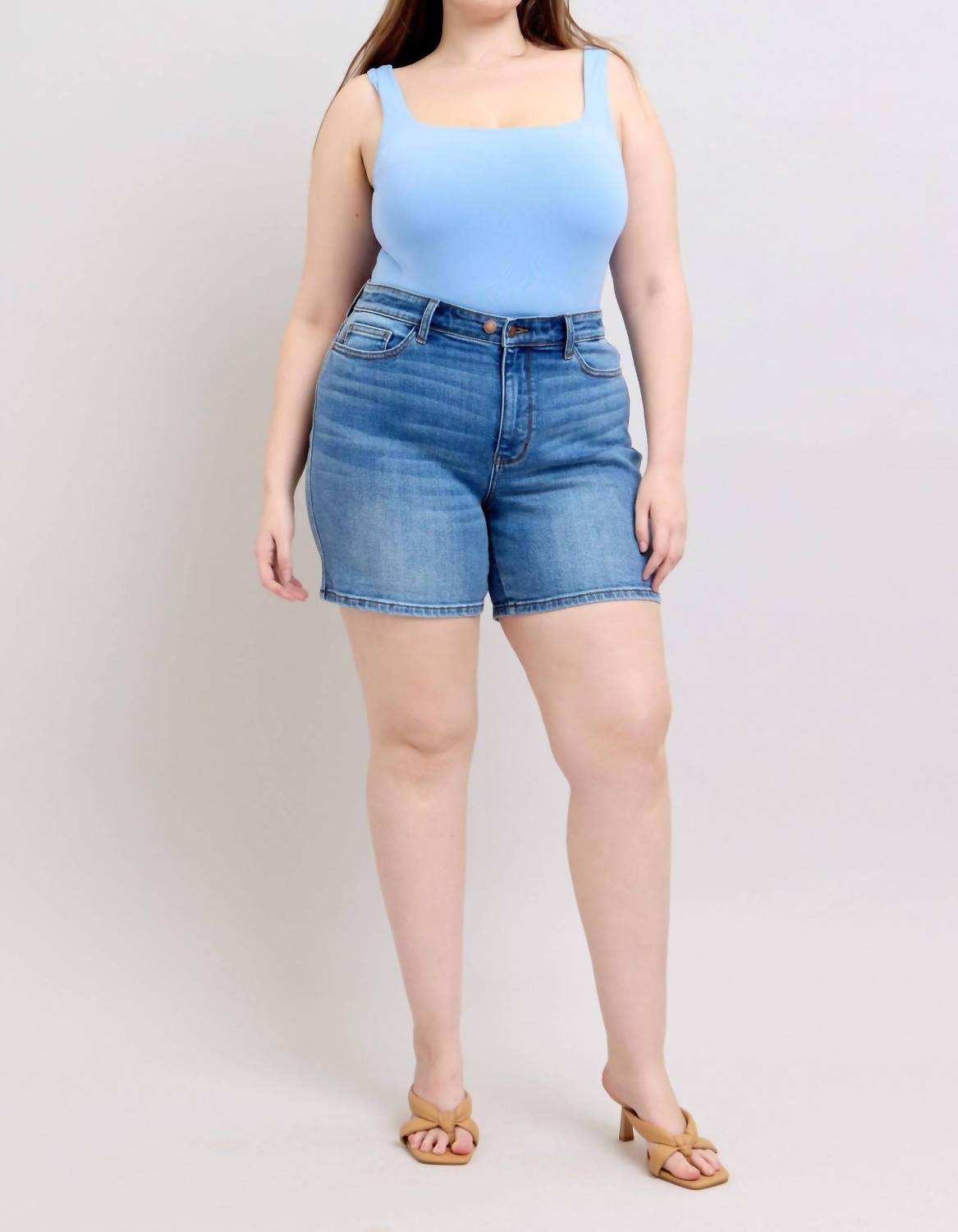 Judy Blue - High Rise Mid Length Dad Denim Short