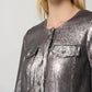 Joseph Ribkoff - Gunmetal Sequined Long Sleeve Trucker Jacket