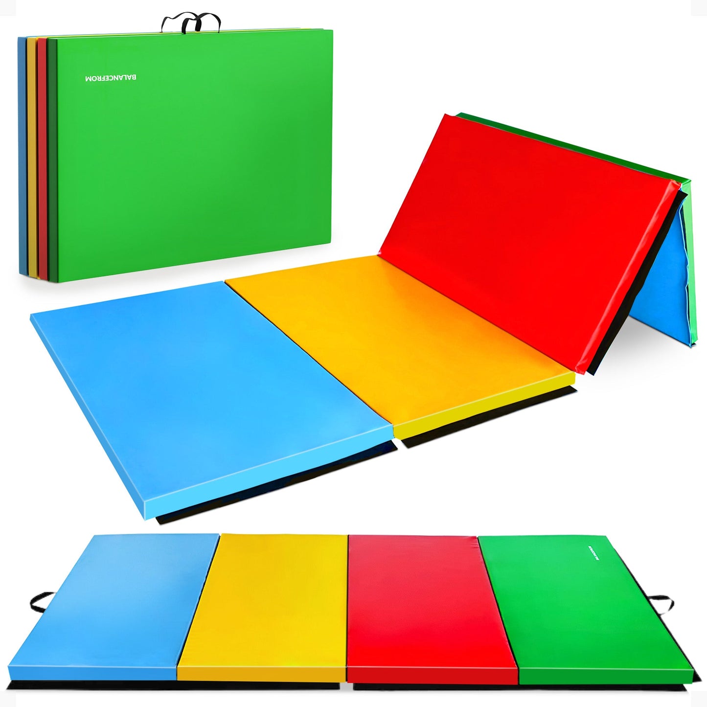 BalanceFrom Fitness 120 x 48" All Purpose Folding Gymnastics Exercise Mat, Multi