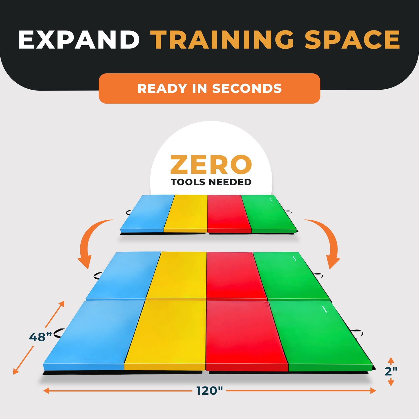 BalanceFrom Fitness 120 x 48" All Purpose Folding Gymnastics Exercise Mat, Multi