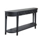 59.2in Black Carved Wooden Console Table with Lower Storage Shelf and Drawers