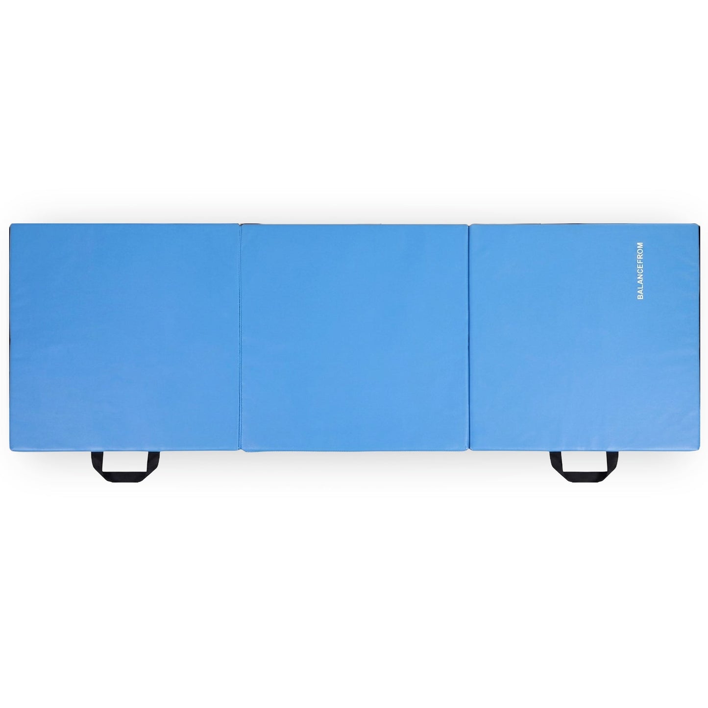 BalanceFrom Fitness GoGym 6x2ft Folding 3 Panel Exercise Mat with Handles, Blue