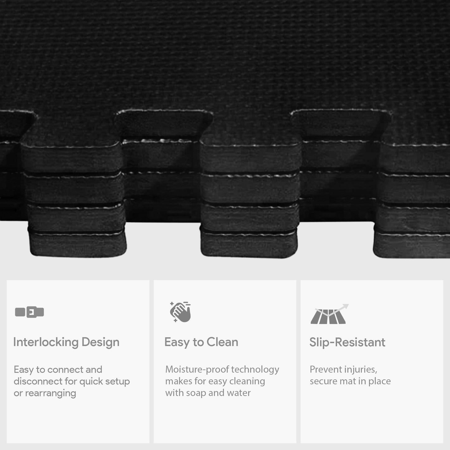 BalanceFrom Fitness 24 Sq Ft Interlocking EVA Foam Exercise Mat Tiles, Black