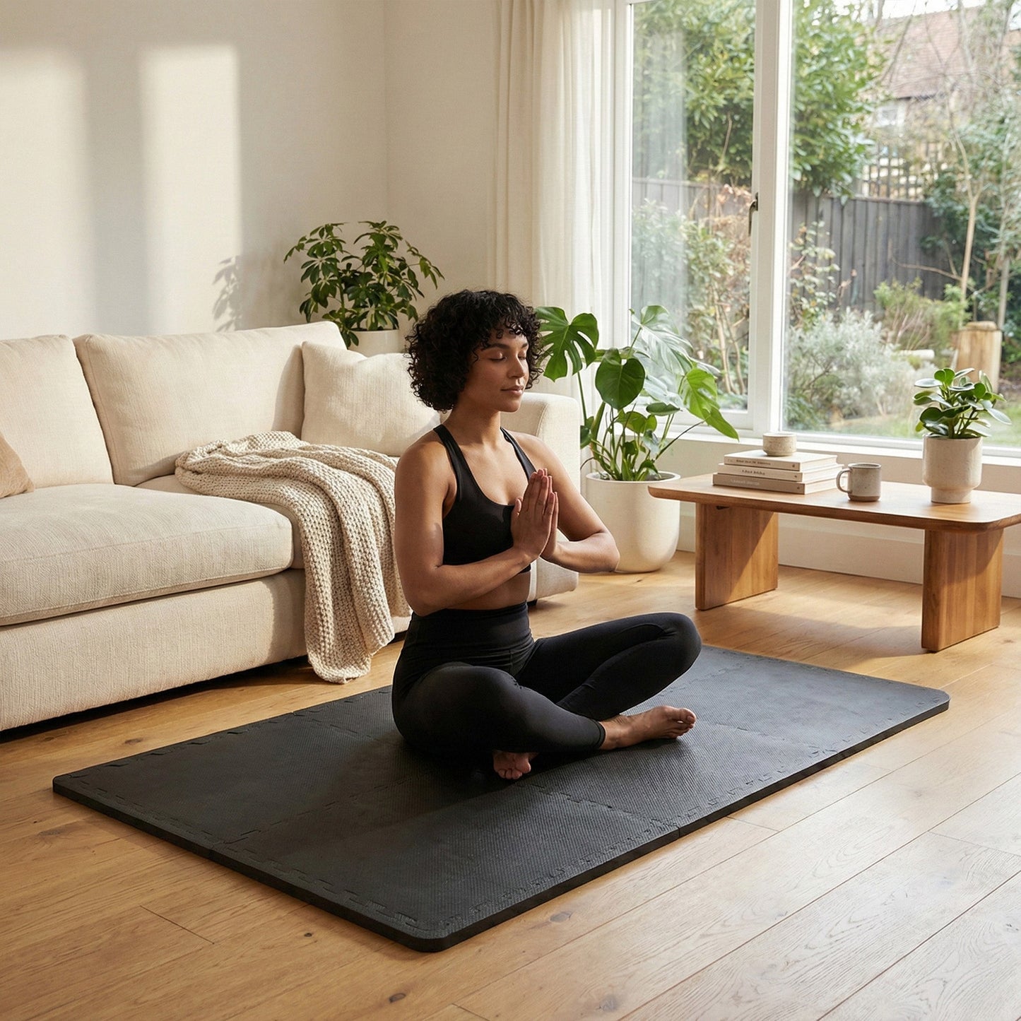 BalanceFrom Fitness 24 Sq Ft Interlocking EVA Foam Exercise Mat Tiles, Black