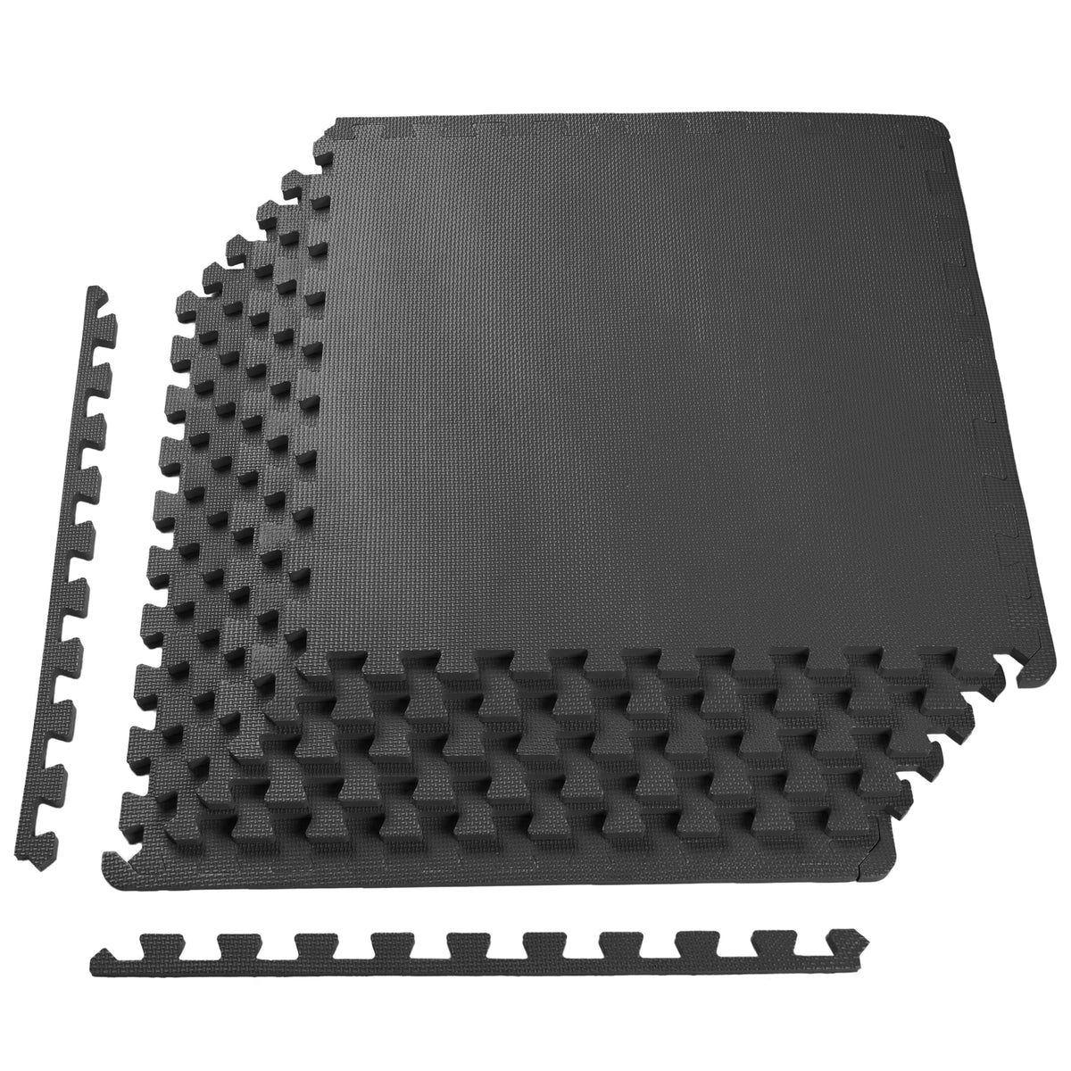 BalanceFrom Puzzle Exercise Mat 1/2" Thick, EVA Interlocking Foam Floor Tiles for Home Gym, Mat for Home Workout Equipment, Floor Padding for Kids, Black, 24 in x 24 in x 1/2 in, 24 Sq Ft - 6 Tiles