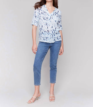 Charlie B - Roll-up Sleeve Gauze Blouse