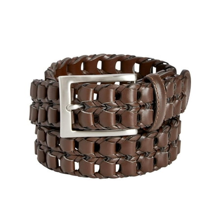Mens Leather Buckle Braided Belt
