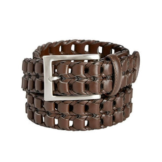Mens Leather Buckle Braided Belt