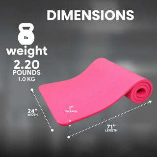 BalanceFrom GoCloud 1" Extra Thick Exercise Yoga Mat with Carrying Strap, Pink