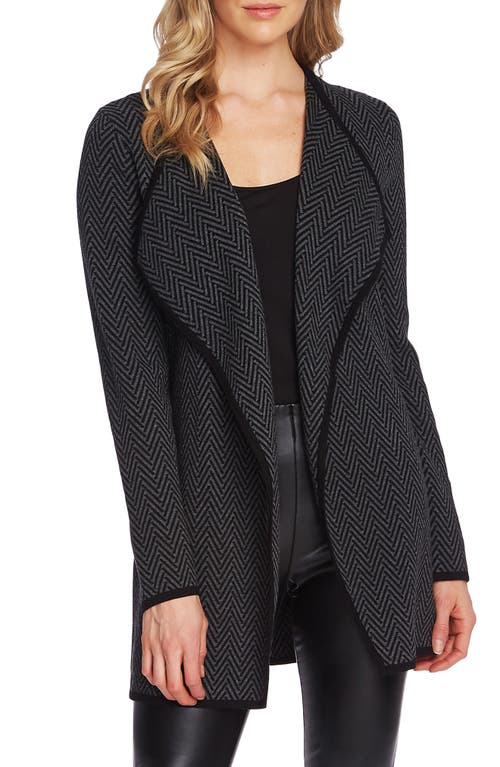 Vince Camuto Herringbone Cardigan - Rich Black