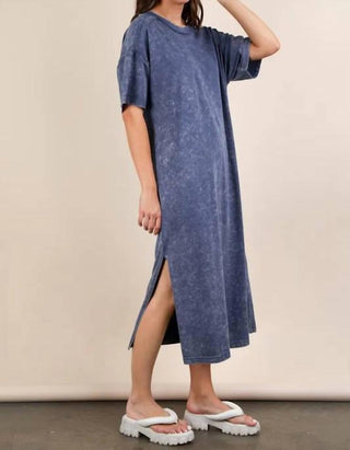 Very J - Mineral Washed Casual Comfy Midi Dress