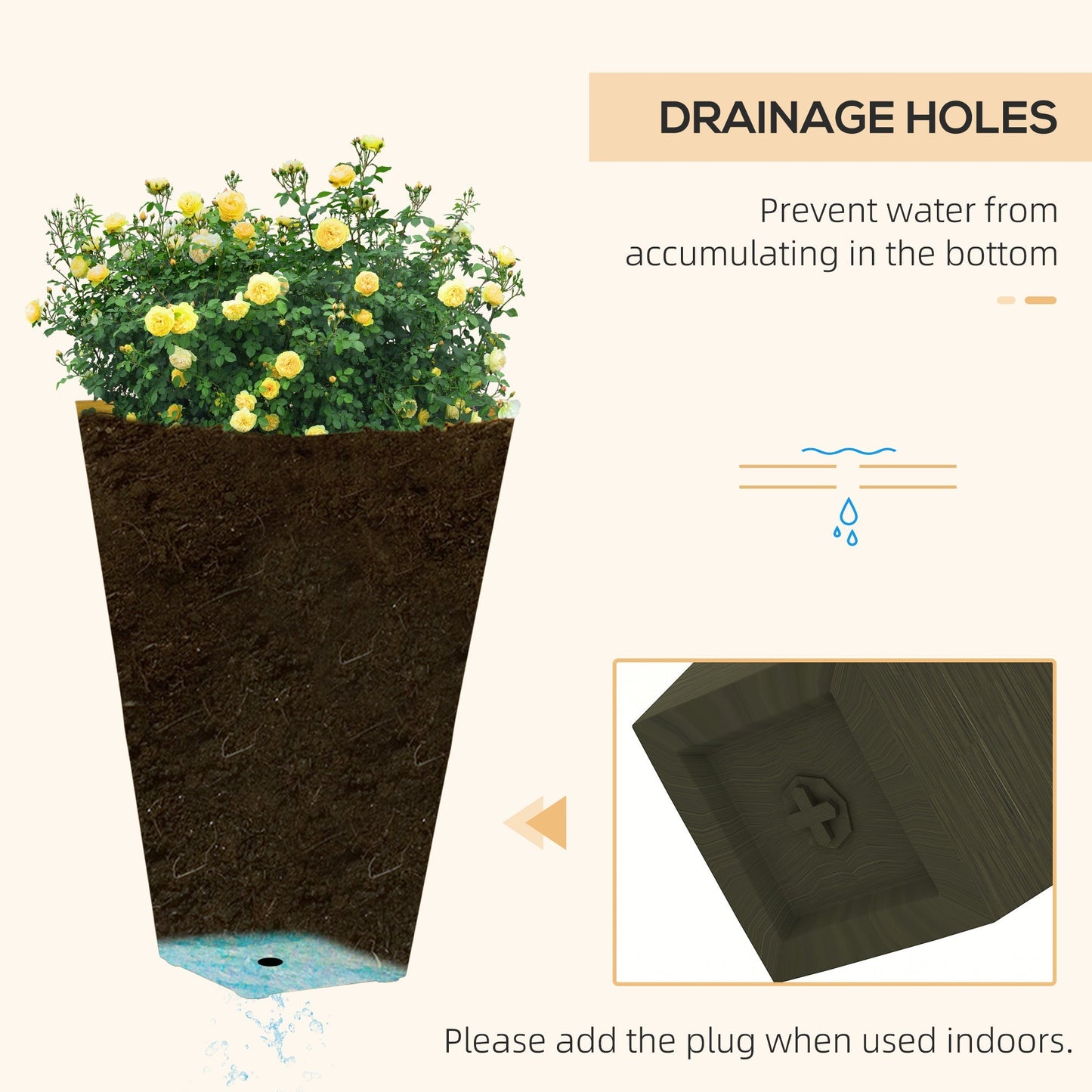 Outsunny 28" Tall Outdoor Planters, Set of 3
