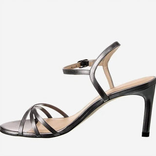 Stuart Weitzman - Women's Starla 80 Ankle Strap Leather Metallic Heeled Sandal