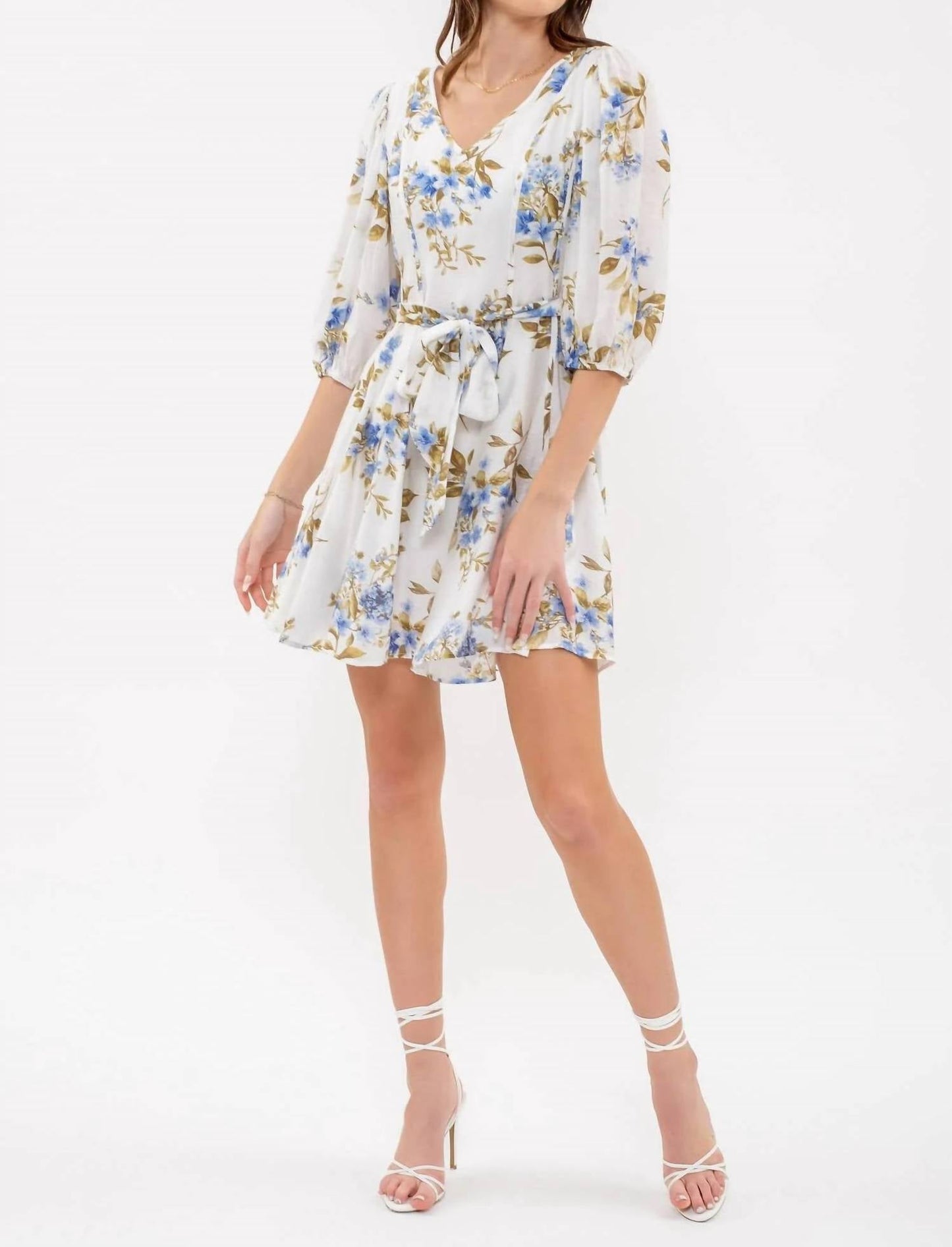 By The River - Floral Peasant Mini Dress