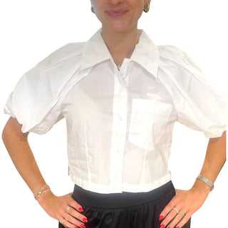 Steve Madden - Bubble Sleeve Cotton Crop Top