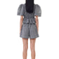 Ganni - SEERSUCKER CHECK OPEN NECK SMOCK TOP