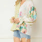 Entro - Floral Contrast Print V-Neck Blouse
