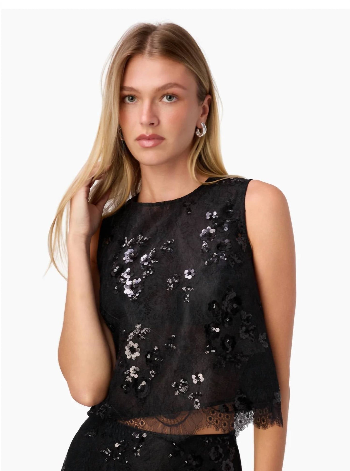 Cami Nyc - ARACELY SEQUIN LACE CROPPED TOP