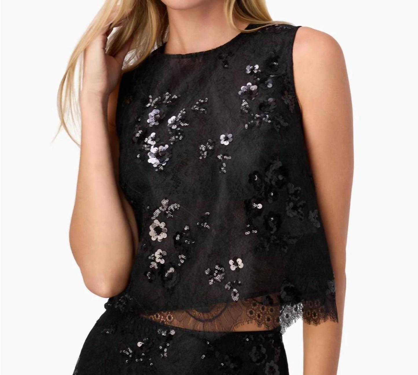 Cami Nyc - ARACELY SEQUIN LACE CROPPED TOP