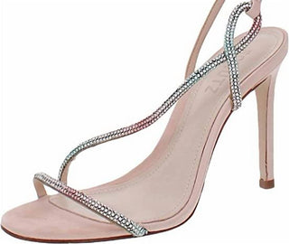Schutz - Women's Gaela Nubuck Pink Slip On Embellished Buckle Strap High Heel Sandals